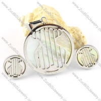 Silver Shell Stainless Steel Bear Jewelry Set -s000144