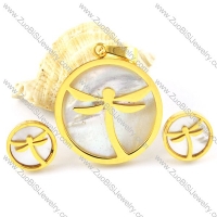 Yellow Gold Dragonfly Stainless Steel jewelry set-s000148