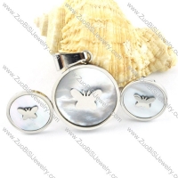 Silver Shell Butterfly Stainless Steel jewelry set-s000151