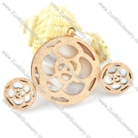 Rose Gold Flower Stainless Steel jewelry set-s000152