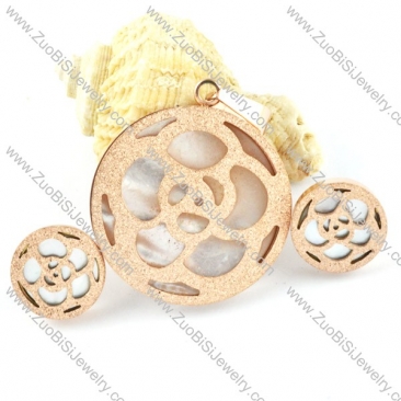Rose Gold Flower Stainless Steel jewelry set-s000152