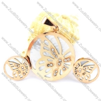 Rose Gold Butterfly Stainless Steel jewelry set-s000155