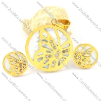 Yellow Gold Shell Butterfly Stainless Steel jewelry set-s000156