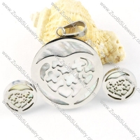 Silver Shell Heart Stainless Steel jewelry set-s000159