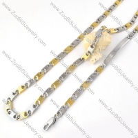 Two Tones Stainless Steel Necklace and Bracelet -s000160