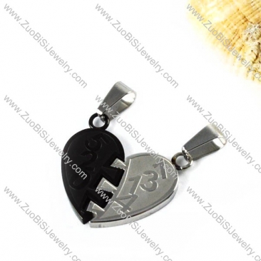Black and Silver Couple Pendant in Stainless Steel - p000005