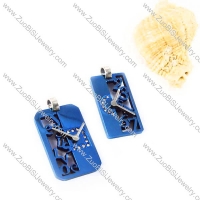 Blue Plated Clock Stainless Steel Couple Pendants - p000006
