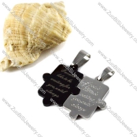 Black and Silver Picture Puzzle Stainless Steel Couple Pendants - p000046