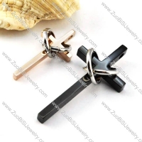 Cross Stainless Steel Couple Pendants in black and gold tones - p000060