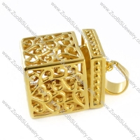 Gold Casting Box Pendant in Steel - p000089