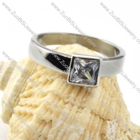 Square Zircon Ring in Stainless Steel - r000024