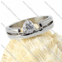 Clear Zircon Wedding Ring in Steel - r000026