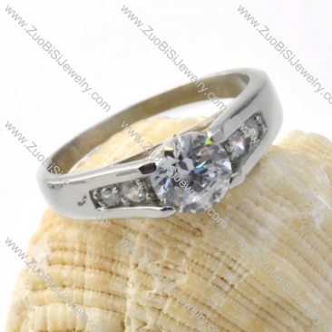 Clear Zircon Wedding Ring in Stainless Steel - r000028