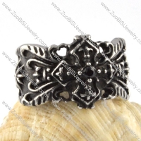 Black French Stainless Steel Cross Ring - r000087