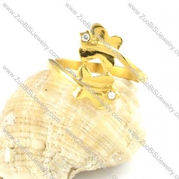 Gold Butterfly Ring in Stainless Steel - r000176