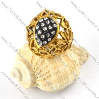 Solid Black and Clear Rhinestones Ring in Gold finishing - r000185