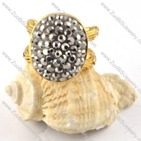 Gold Plating Stainless Steel Solid Rhinestone Ring - r000192