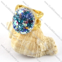Gold Finished Stainless Steel Imitation Diamond Ring - r000193