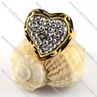 Smoky Stone Stainless Steel Ring in Heart Shaped - r000206