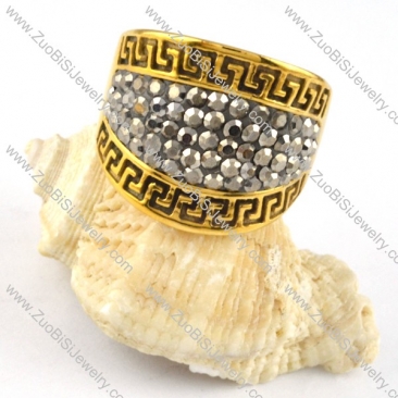 Gold Great Wall Pattern Stainless Steel ring - r000234