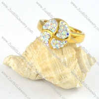 AB Color Rhinestone Stainless Steel Ring - r000249
