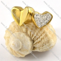 Stainless Steel Double Hearts Ring in Gold - r000252