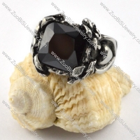 Black Square Stone Ring in Stainless Steel - r000277