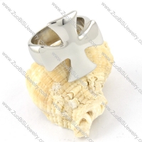 Shiny Silver Stainless Steel Cross Ring - r000309
