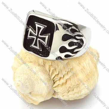 Stainless Steel Fire Cross Ring -r000357