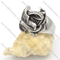 Stainless Steel Eagle Rings with slogan of LIVE TO RIDE -r000373