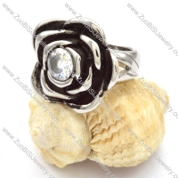 Stainless Steel Rose Rings with Clear Zircon -r000462