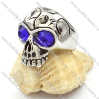 Wholesale stainless steel skull rings with big blue eyes -r000471