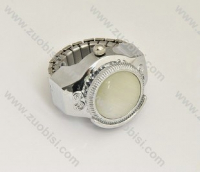 Silver Ring Watch with Pure White Stone - PW000011-1