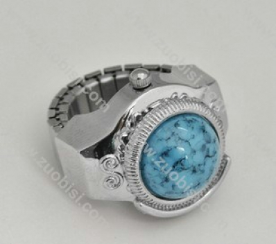 Silver Ring Watch with Turquoise Stone - PW000011-4