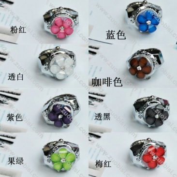 Silver Jelly Stone Flower Ring Watch - PW000019