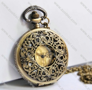 Wide Pocket Watch with Brass Watch Face -PW000297