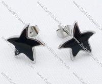 Black Epoxy Star Stainless Steel earring - JE050016