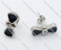 Black Bowtie Stainless Steel earring - JE050021