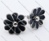 Black Epoxy Flower Stainless Steel earring - JE050030