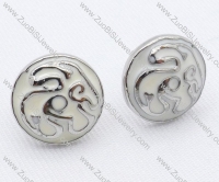 White Epoxy Stainless Steel earring - JE050043