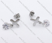 Cross Stainless Steel earring with a Clear Zircon - JE050046