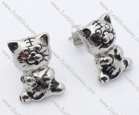 Stainless Steel Tiger Earring - JE050061