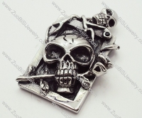 Stainless Steel Rose Sugar Skull Pendant - JP090174