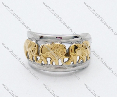 Casting Ring in Stainless Steel with Gold Finishing Elephant - JR090004