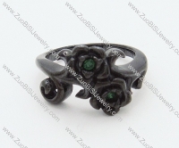 Black Finished Rose Stainless Steel Ring - JR090006