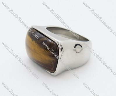 Amber Stone Stainless Steel Ring - JR090187