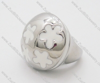 White Epoxy Snowflake Stainless Steel Ring JR090220