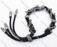 black adjustable leather bracelet with dragon head - JB170049
