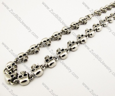 316L Stainless Steel Half Skull Biker Necklace 21.30 inch -JN170005