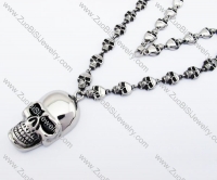 Stainless Steel Skull Chain Necklace with Large Skull Head Pendant -JN170020